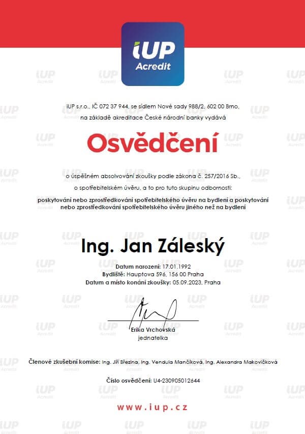 Certifikace: Úvěry